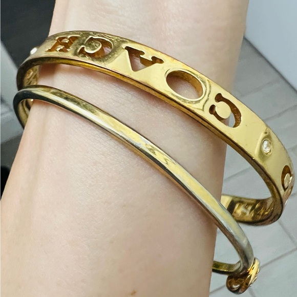 Gold-Tone Bangle Bracelet Set Note: very worn fyi - Picture 2 of 6